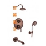 FH9903 新古典古銅埋壁式開關+上花灑+浴缸出水+掛勾蓮蓬頭